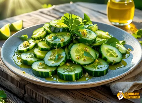 Bartaco spicy cucumber salad covered and chilling in the refrigerator