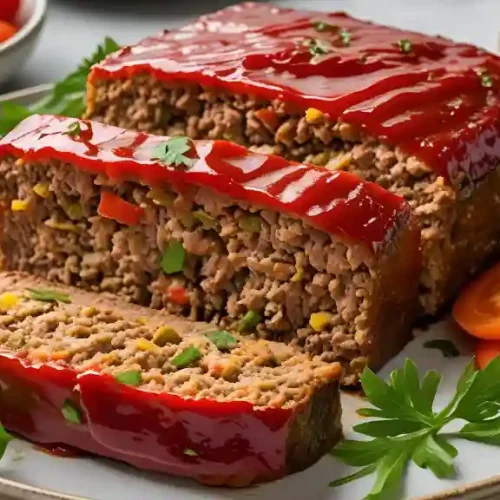 Juicy homemade Mission BBQ meatloaf with BBQ glaze