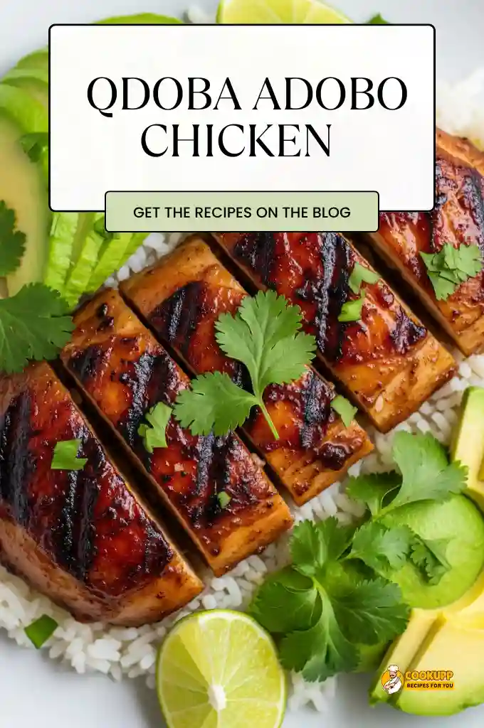 Qdoba-style adobo chicken grilling with char marks on a hot grill