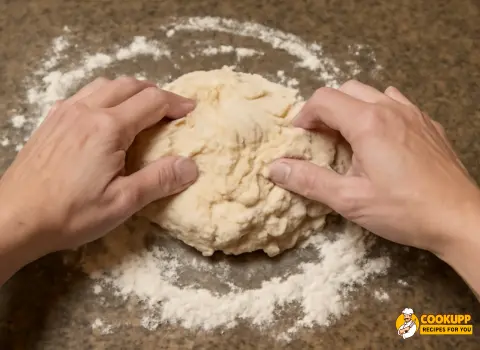 Rolling out biscuit dough and cutting rounds using a biscuit cutter
