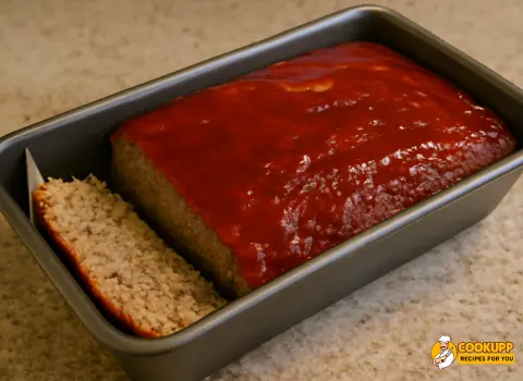 Juicy sliced BBQ meatloaf served with mashed potatoes