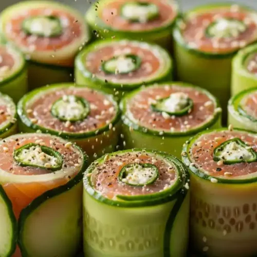Chatelaine Smoked Salmon Roll on Cucumber Recipe