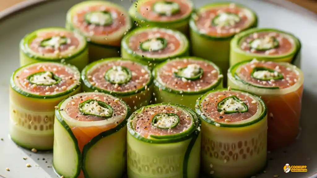 Chatelaine Smoked Salmon Roll on Cucumber Recipe