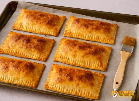 Golden brown Alabama Hot Pockets baked on tray ready to serve