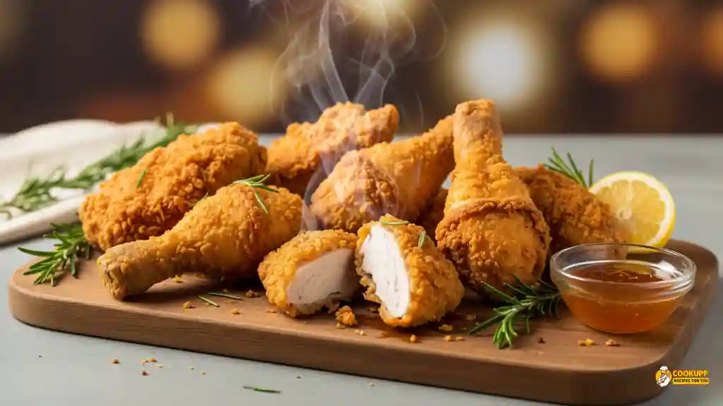 Homemade Publix fried chicken with crispy golden crust served with traditional sides