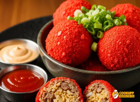 Fried Hot Cheeto Boudin Balls resting on paper towels