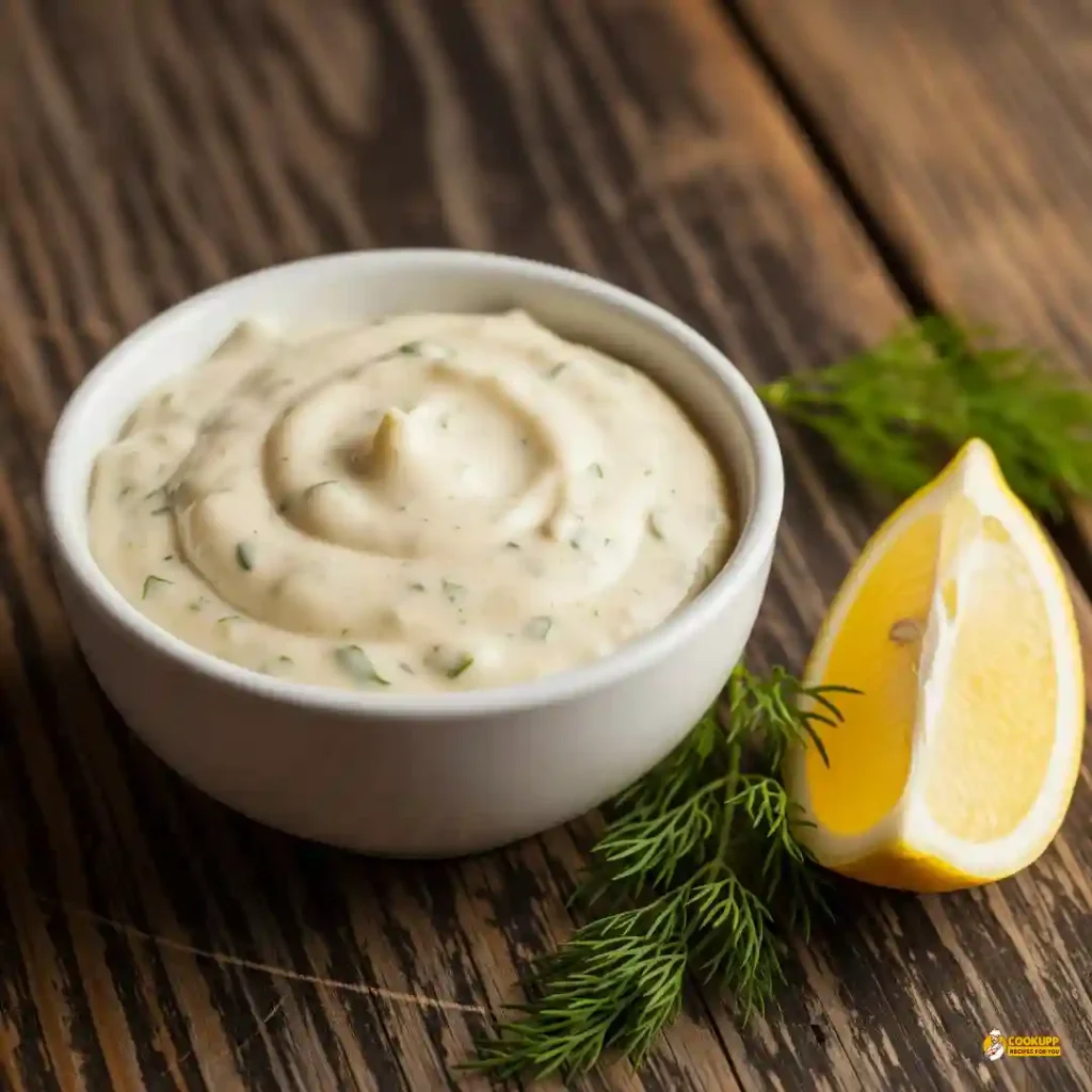 Texas Roadhouse Sauce with dill and lemon in a bowl
